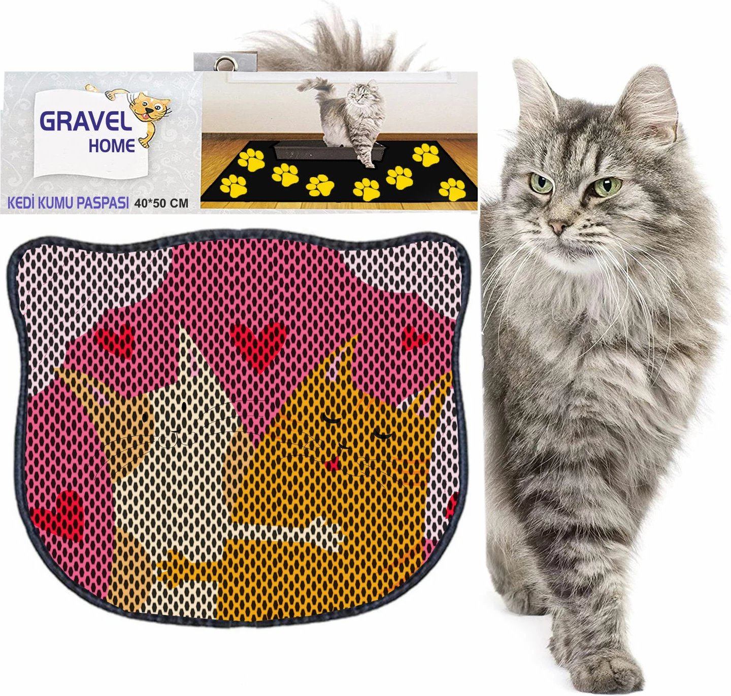 Tapet për rërë mace, shumëngjyrësh, Paws & Whiskers, Kdkafa0251, 40x50cm