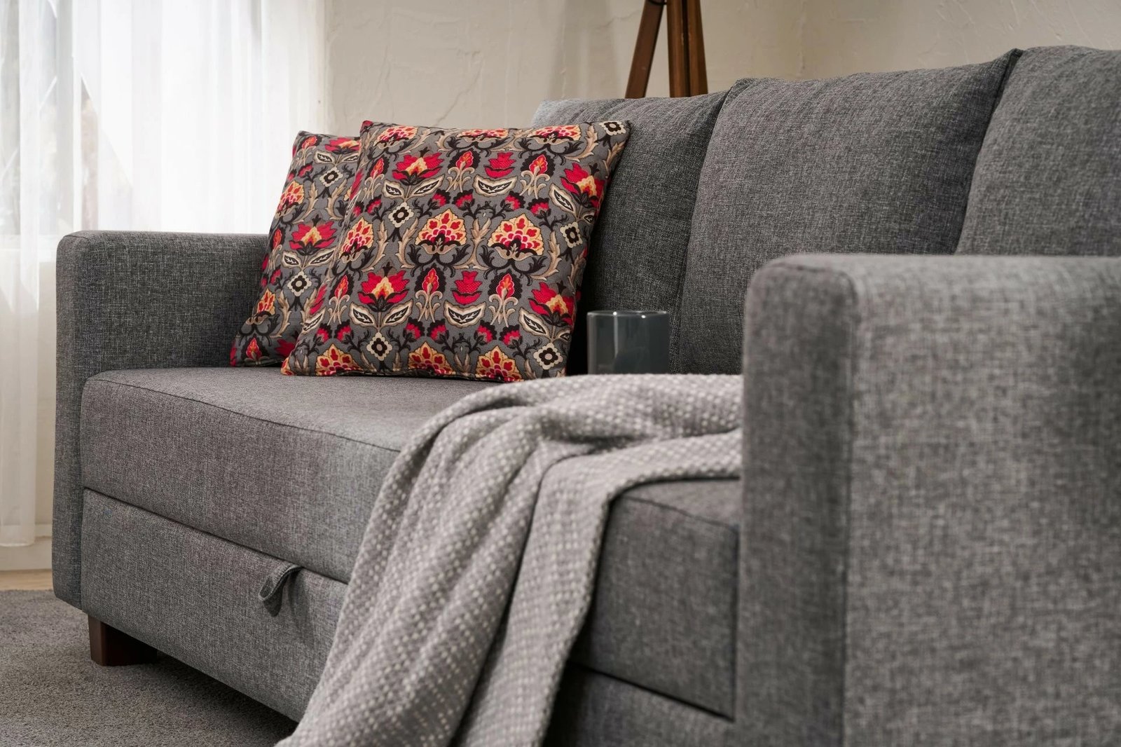 Krevat-divan treshe Atelier del Sofa, Aly, ngjyrë gri