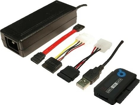 Adapter LogiLink AU0006C, USB Type-A, IDE/ATA, SATA, 1.2 m, e zezë
