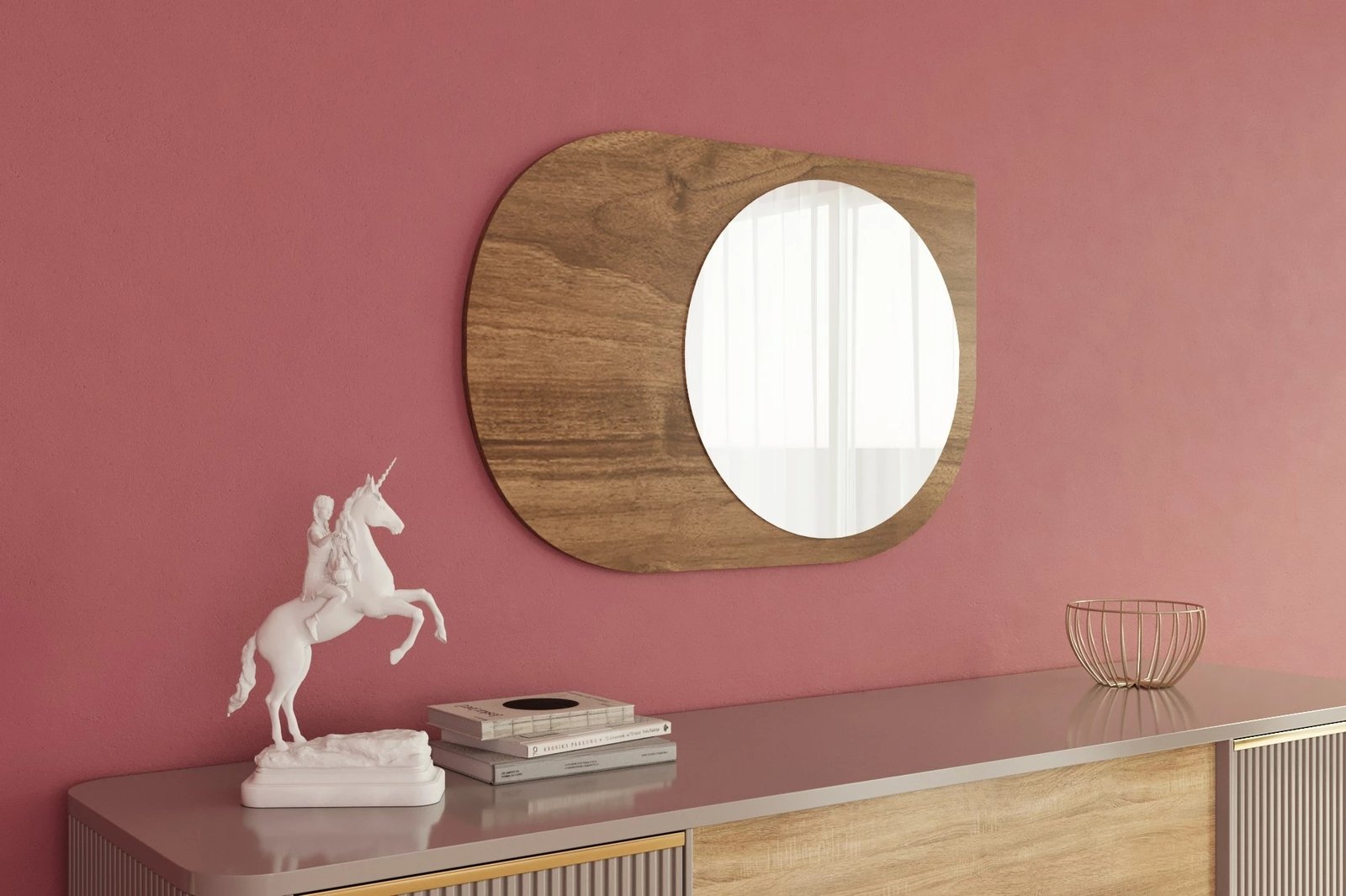 Pasqyrë dekorative, ngjyrë arre, Skye Decor, Pubble