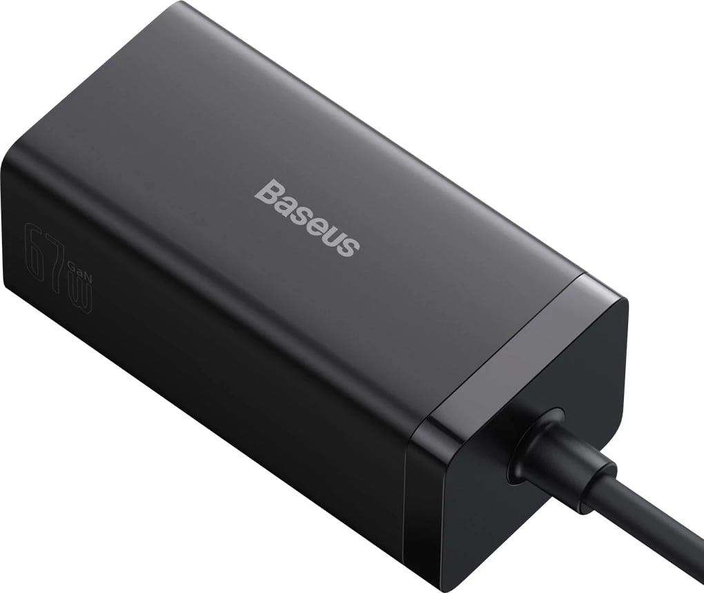 Karikues i shpejtë Baseus GaN5 Pro HUB, CCGP110201, 67W, 2x USB-C, USB-A, HDMI 4K, me kabllo USB-C 1m, i zi