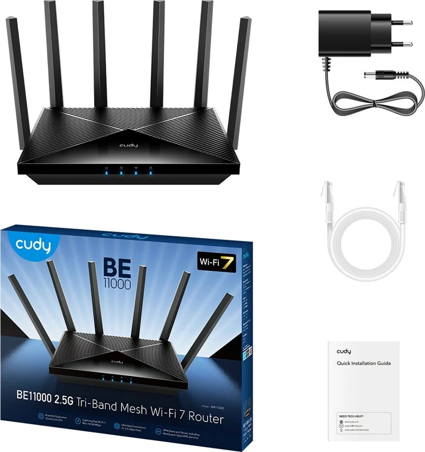 Router Wi-Fi 7 CUDY WR6500H, 2.5G, i zi