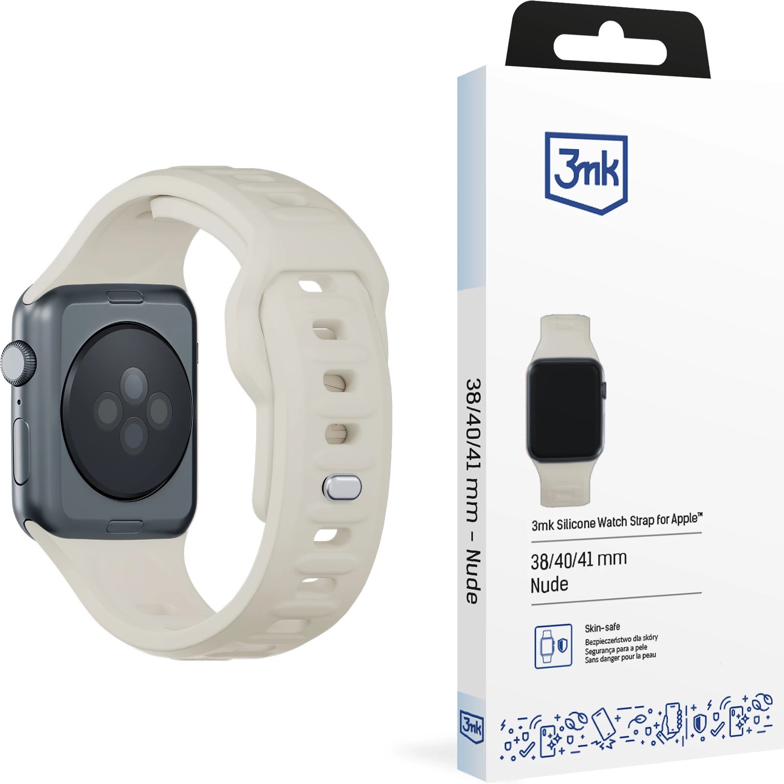 Rrip silikoni për Apple Watch 3mk, 38/40/41mm, Bardhë