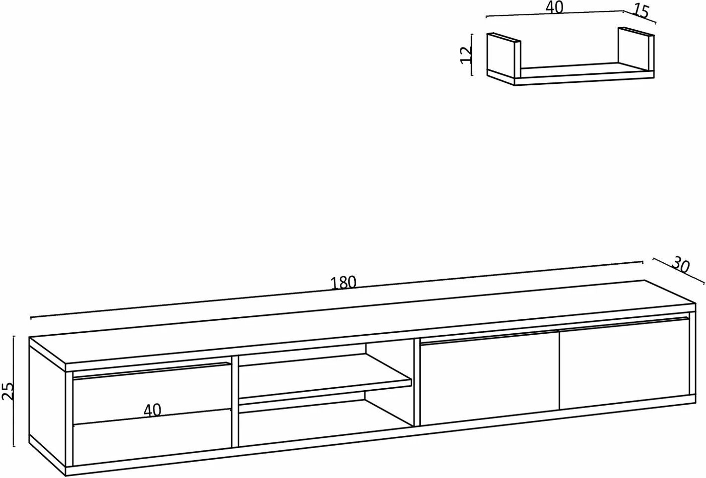 Komodë TV Hanah Home, Heka, ngjyrë lisi safir