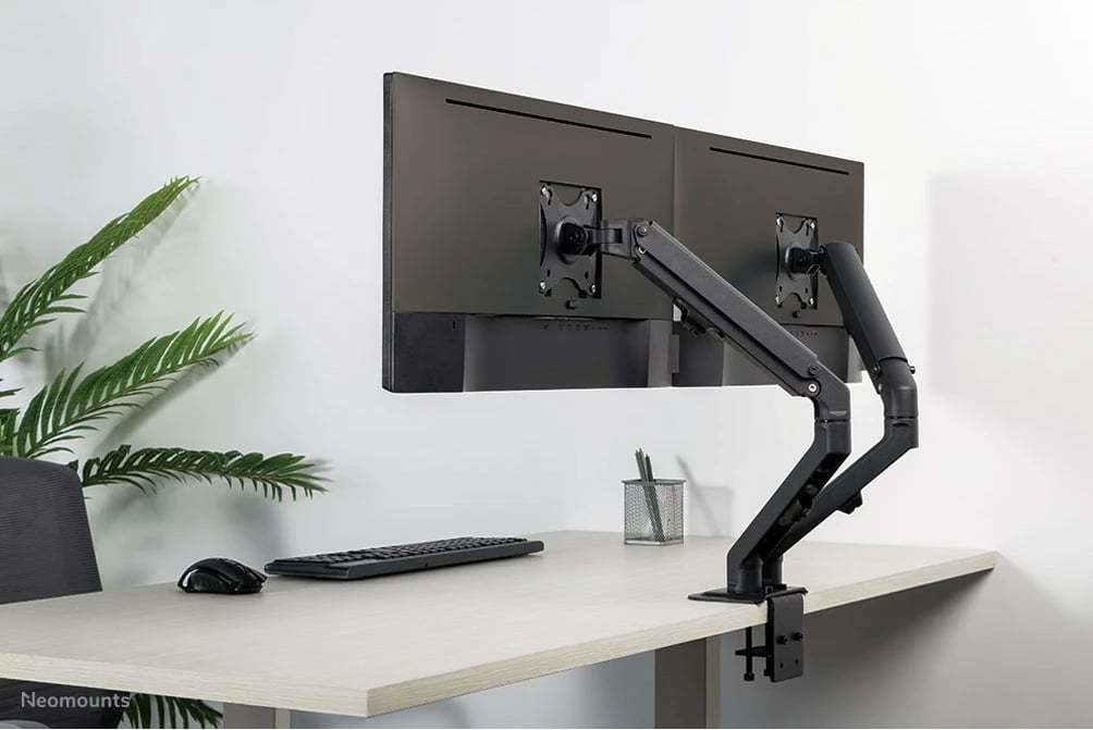 Krah monitori Neomounts FPMA-D650DBLACK, për 2 monitorë, 17-27 inç, rregullim lartësie me gas spring, ngjyrë e zezë Krah monitori Neomounts FPMA-D650DBLACK, për 2 monitorë, 17-27 inç, rregullim lartësie me gas spring, ngjyrë e zezë