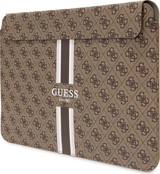 Mbështjellës laptopi Guess 4G Printed Stripes, deri 16", Kafe
