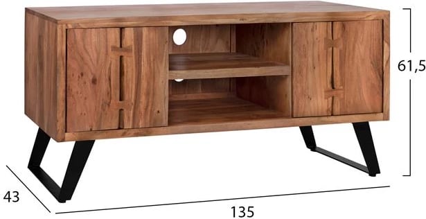 Mobilje TV FH8177 Fansi nga druri akacie masiv natyral 135x43x61.5