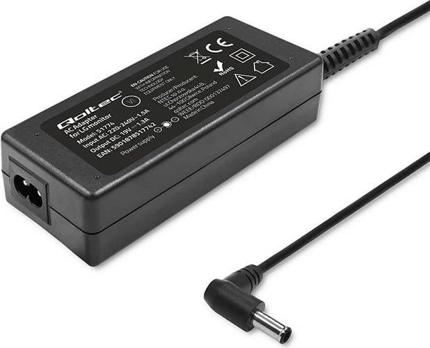 Furnizues energjie për monitor Qoltec 51774, 25W, 19V, 1.3A, për LG, i zi, set me kabllo