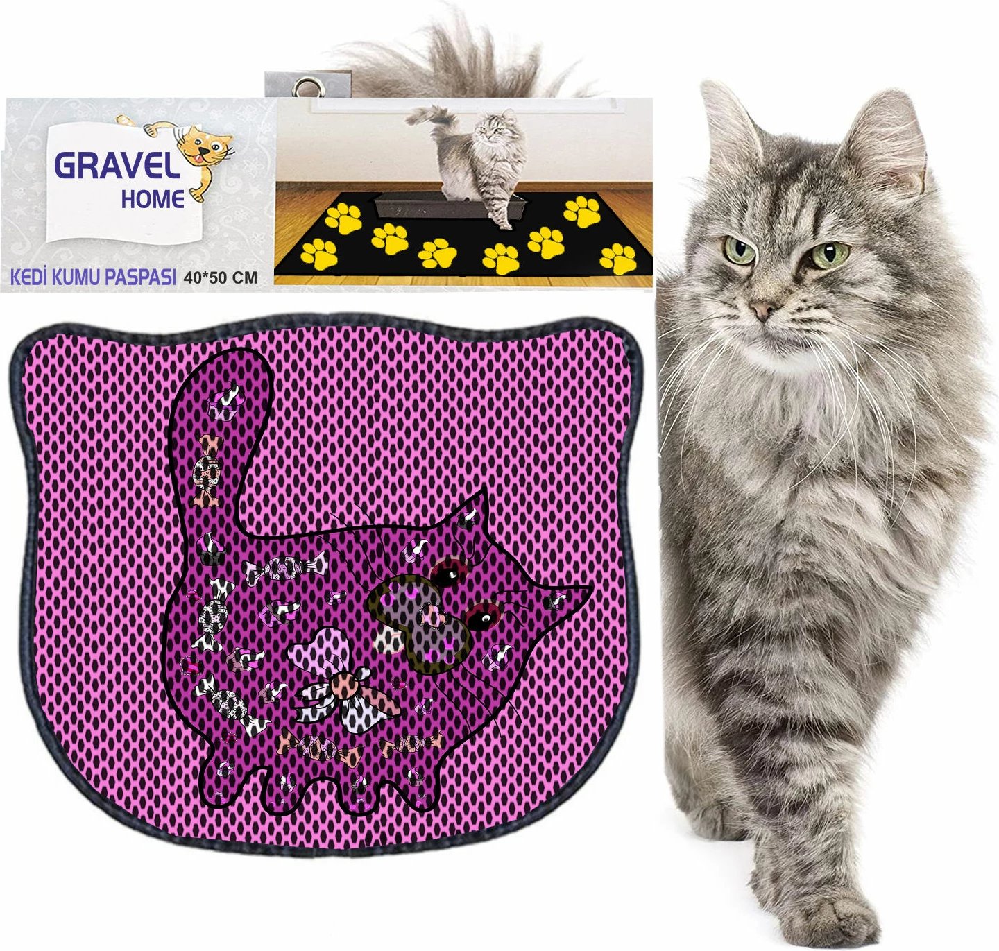 Tapet për rërë të maceve, shumëngjyrësh, Paws & Whiskers, Kdkafa0214, 40x50cm