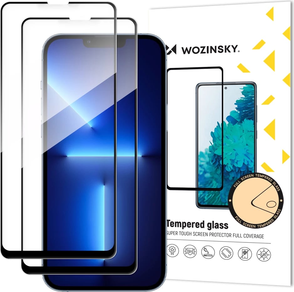 Mbështjellës xhami i temperuar Wozinsky, set 2 copë, për iPhone 13 Pro Max / 14 Plus, i zi