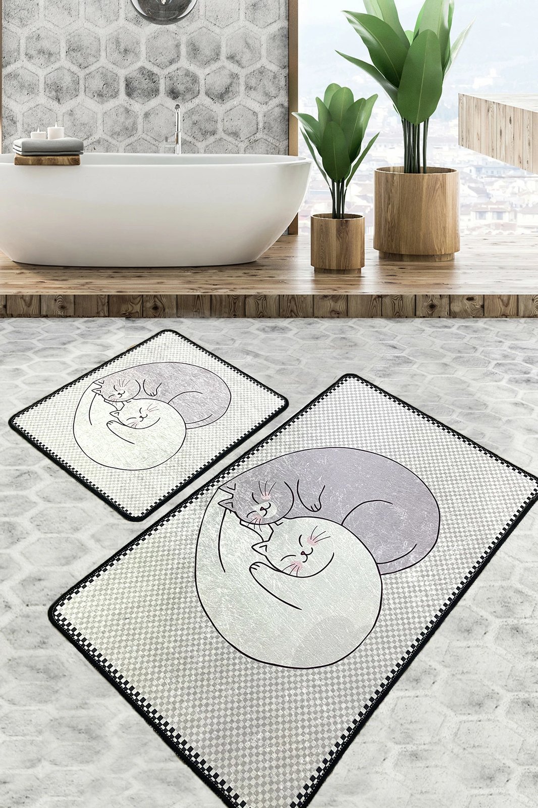 Set tapetash për banjo, dizajn mace, shumëngjyrëshe, Mijölnir, Katt (2 copë)