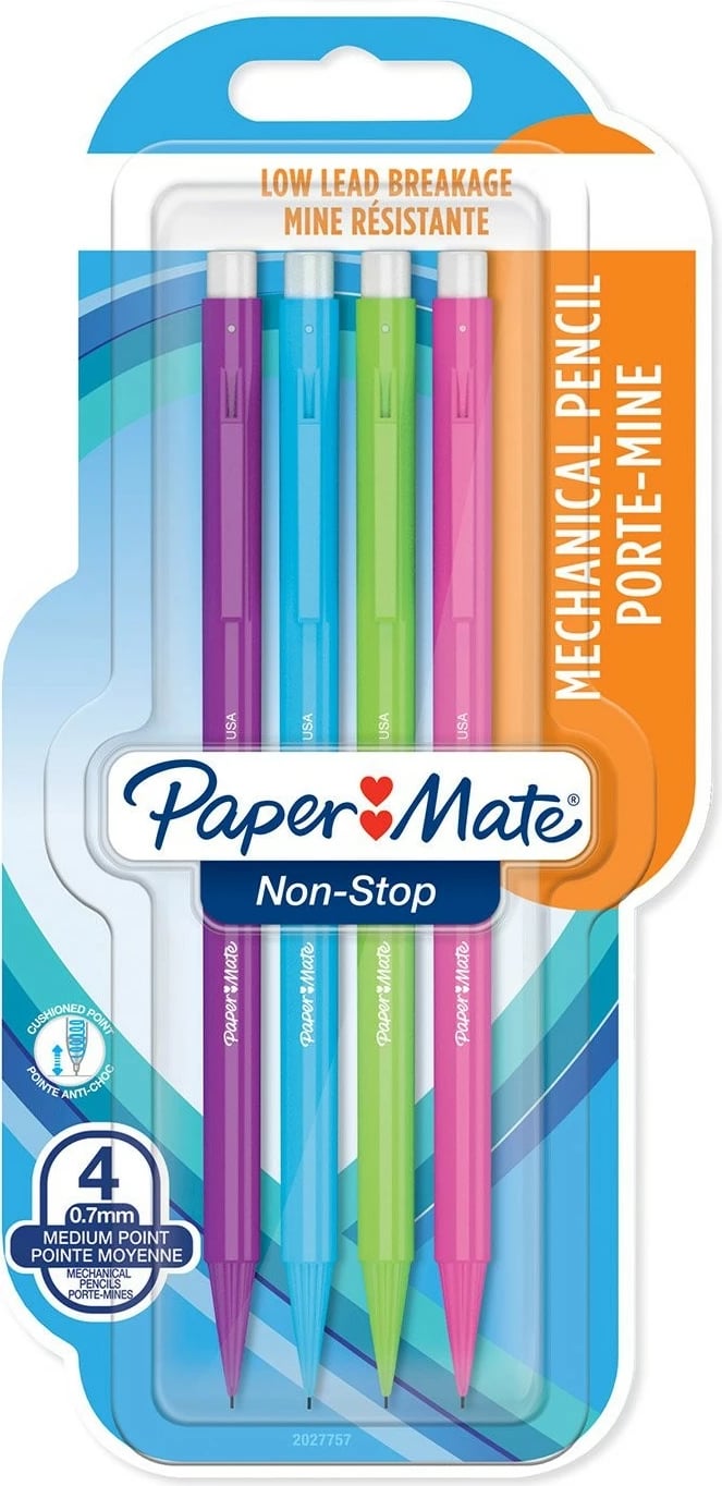 Laps mekanik PaperMate SharpWriter, 0.7 mm, 4 copë, plastikë, ngjyrë e zezë