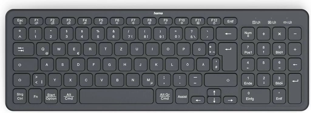 Tastierë wireless Hama WK-300, QWERTY, 3 pajisje, e zezë