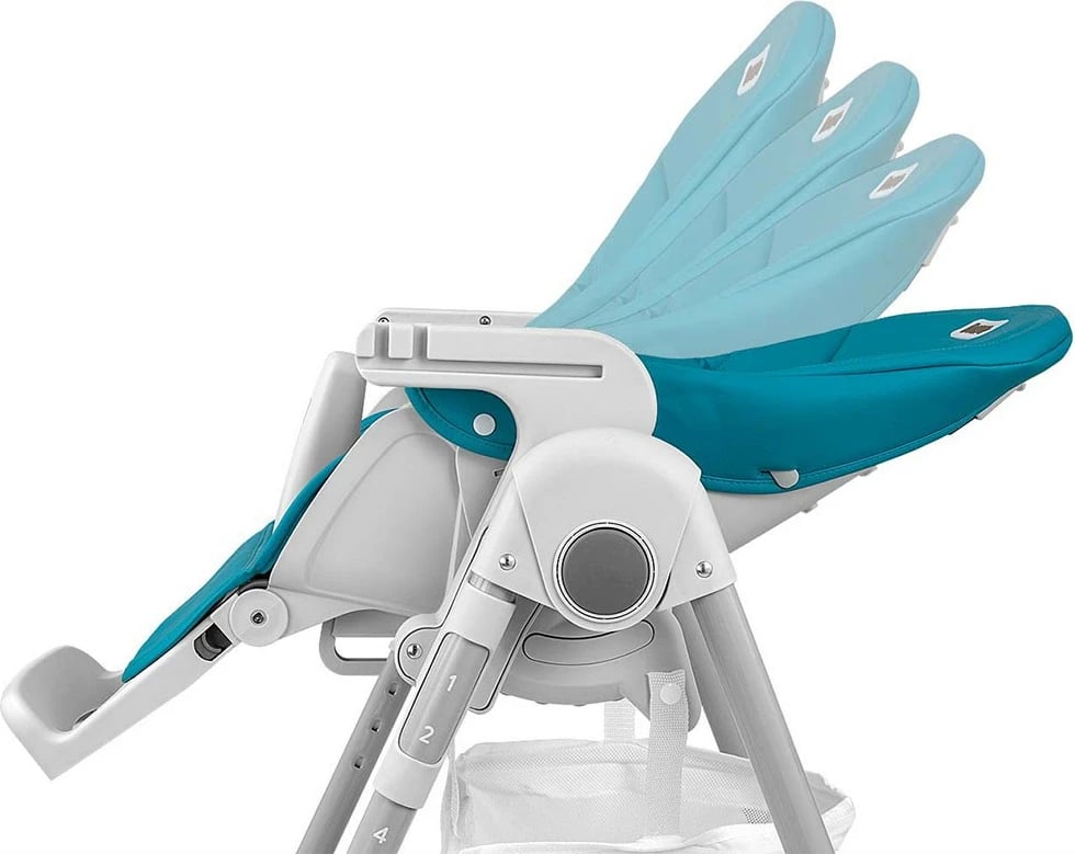 Karrige e lartë bebe, Milly Mally, Bueno, 6–36 muaj, rregullim lartësie 7 nivele, shpinore 5 pozicione, rripa 5‑pikësh, palosje kompakte, deri 15 kg, blu