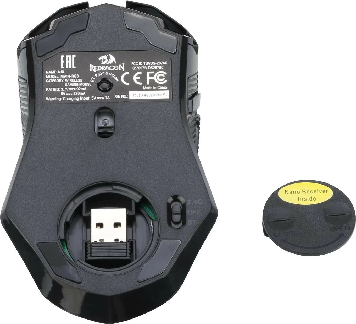 Maus Redragon M914-RGB NIX, wireless, i zi