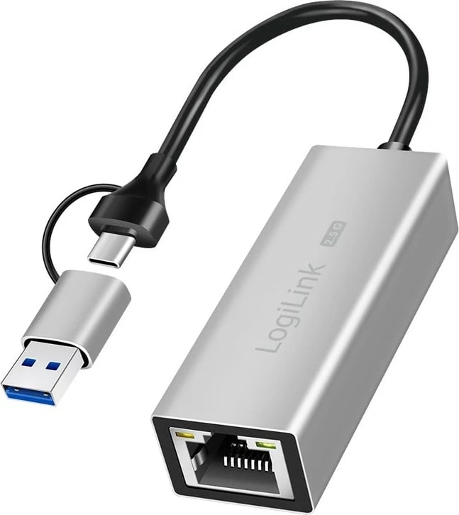 Adapter USB-A/USB-C për Ethernet 2.5G LogiLink UA0422, Gri