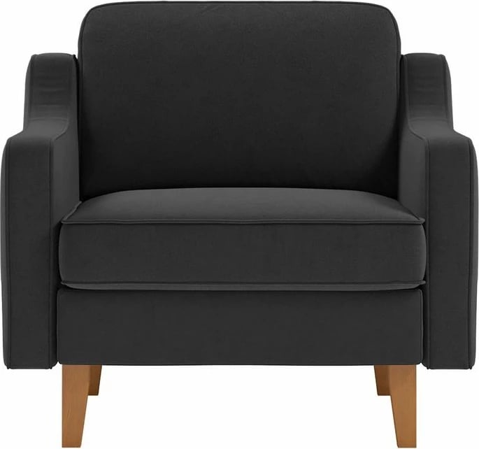 Karrige një vendëshe Robin 1, ngjyrë gri nate, këmbë dru arre