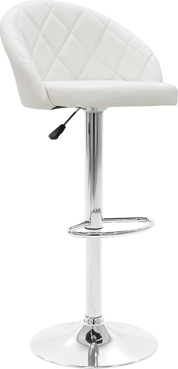 Karrige për bar Balina, lartësi e rregullueshme, lëkurë sintetike e bardhë, metal kromi, 52x53x109cm, set prej 2 copësh