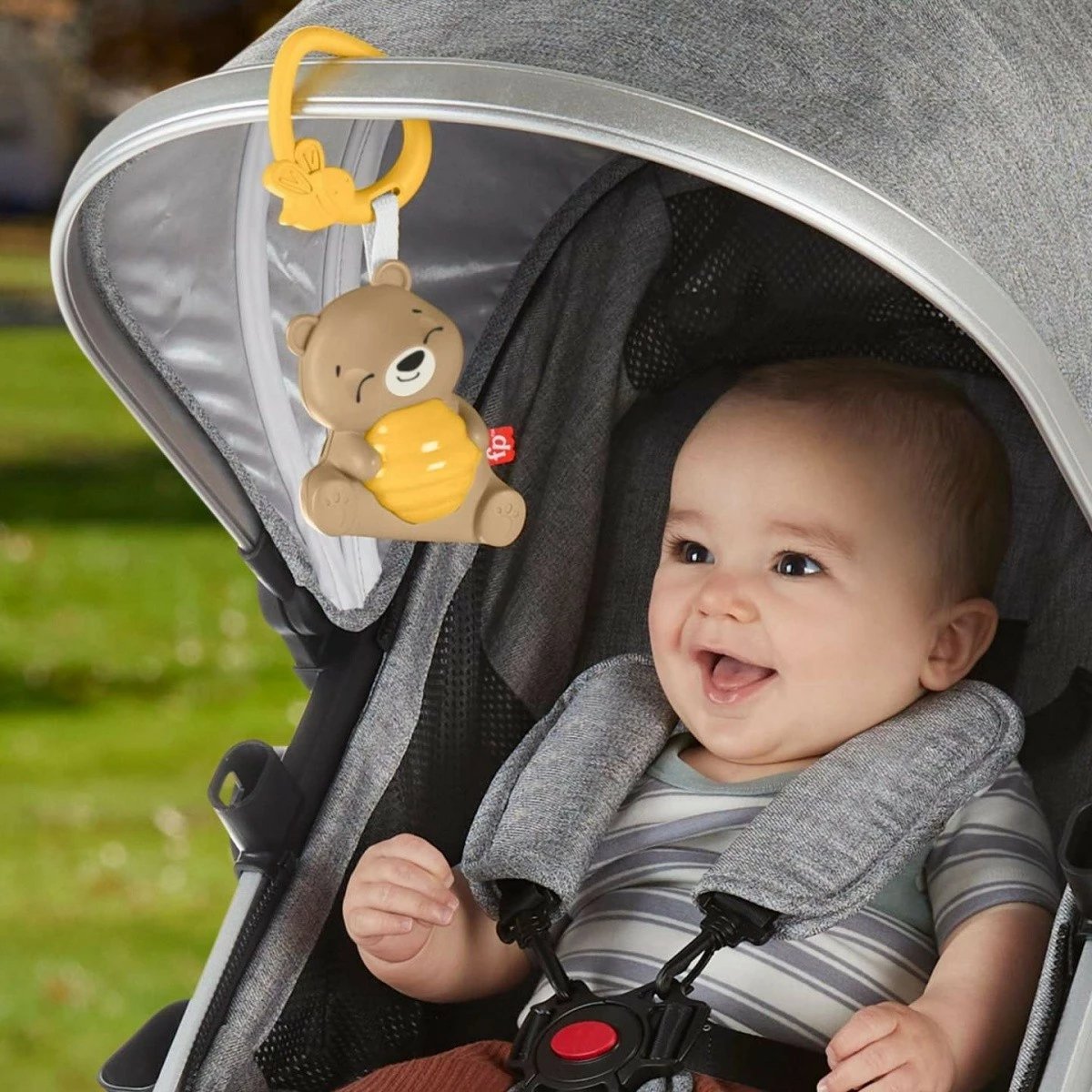 Lodër qetësuese Fisher Price Teddy Bear Soother HRB18, me muzikë dhe dritë, Kafe/Verdhë
