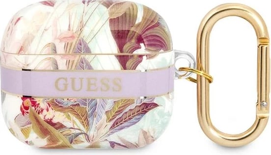 Mbështjellës Guess Flower Strap për AirPods 3, vjollcë