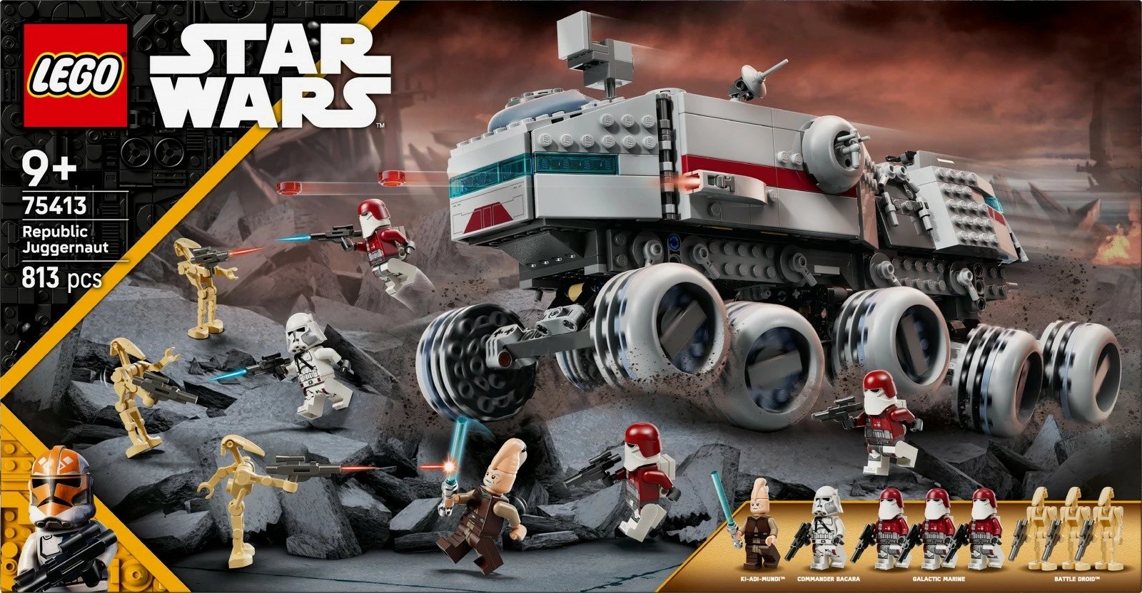 Set LEGO Star Wars Republic Juggernaut Tank 75413, 813 pjesë, për fëmijë 9+, plastikë