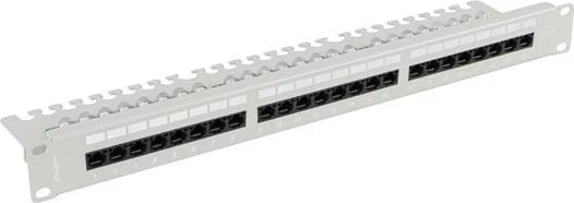 Patch panel LANBERG 24 porta, 1U, 19 inç, kat.6, gri me organizues kabllosh