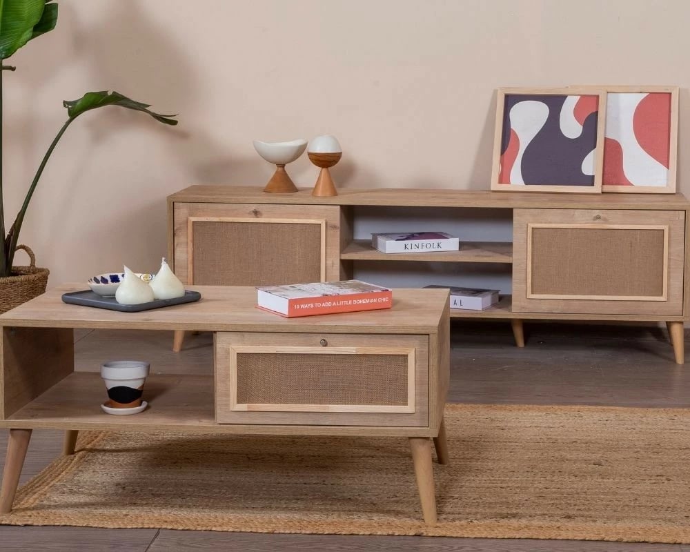 Tavolinë kafeje Skye Decor, ngjyrë lisi, Mount