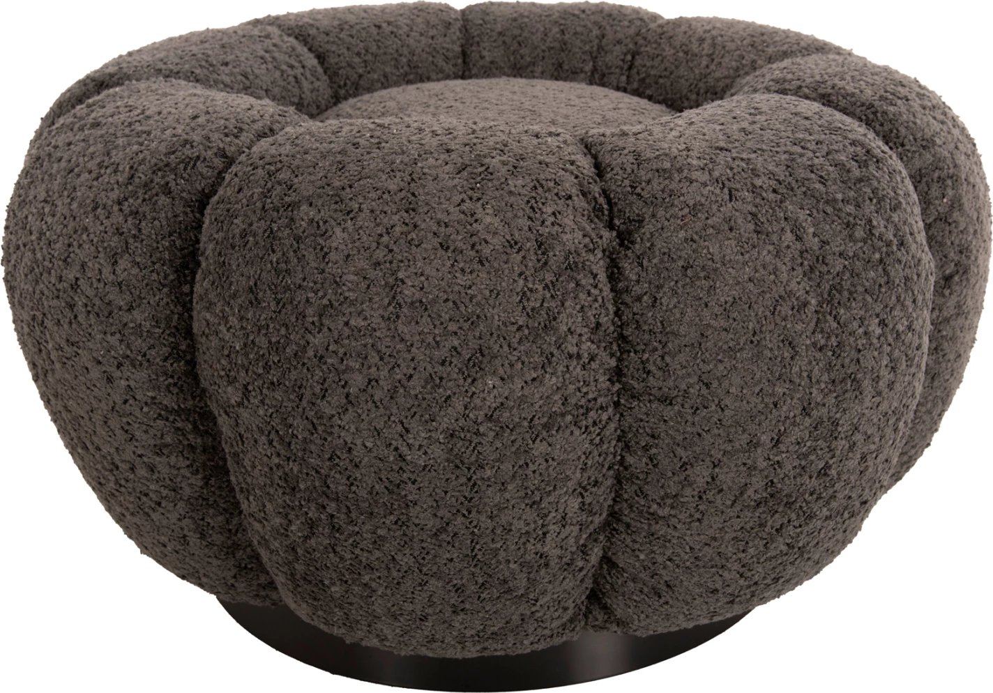 Karrige për bar KRIPP FH9602.01, gri boucle, bazë metalike e zezë, Φ60x31H cm