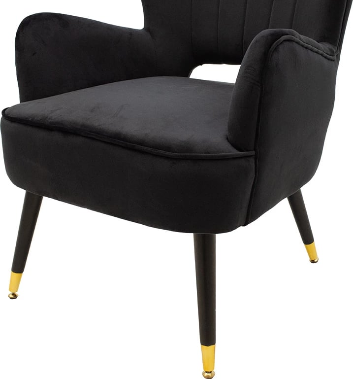 Fotel Lark në kadife të zezë 65x74x90cm