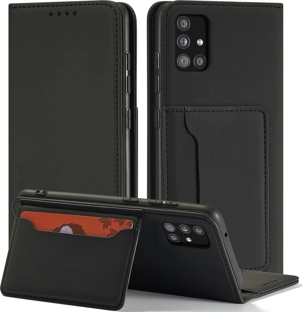 Mbështjellës Hurtel Magnet Card Case për Xiaomi Redmi Note 11 Pro, me kapak, portofol dhe qëndrim, i zi Mbështjellës Hurtel Magnet Card Case për Xiaomi Redmi Note 11 Pro, me kapak, portofol dhe qëndrim, i zi