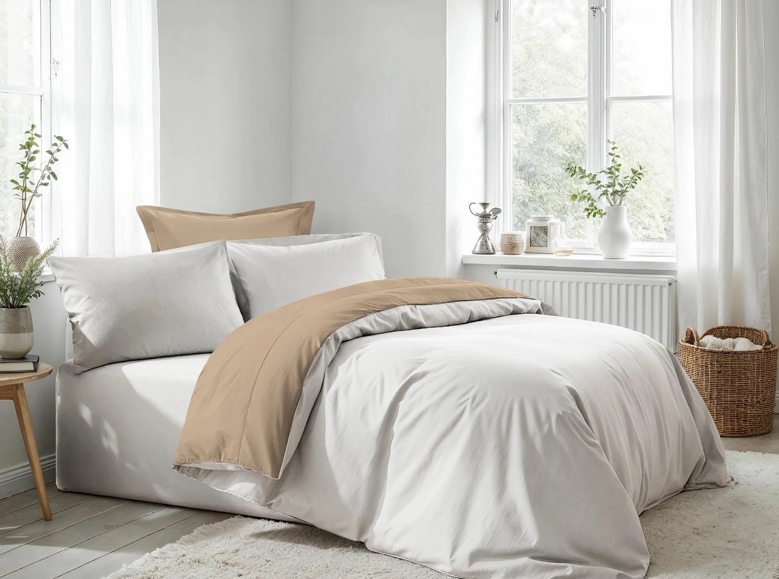 Set mbulesë për jorgan King, ngjyrë e bardhë dhe bezhë, L'Essentiel Linge de Maison