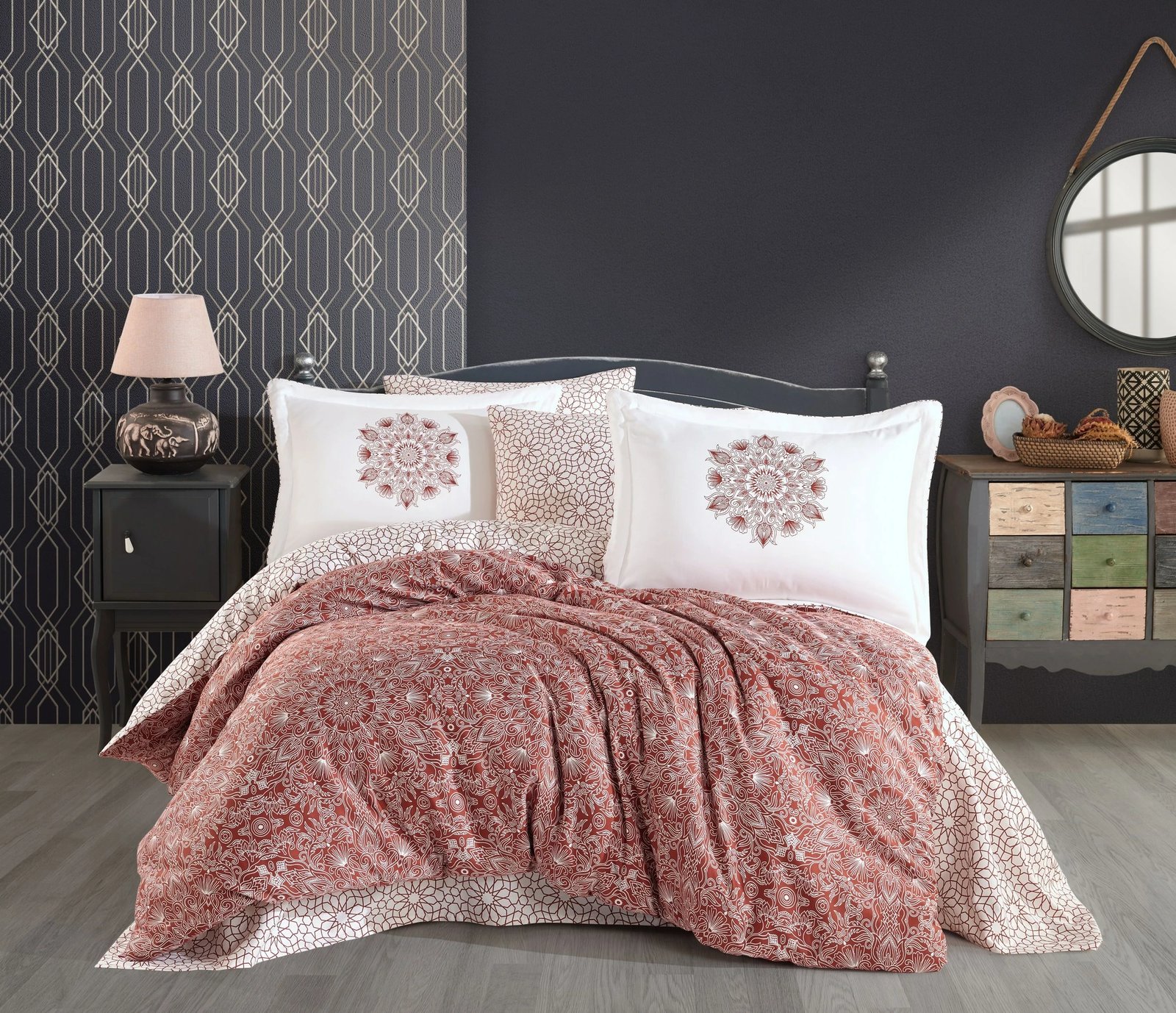 Set mbulesë për jorgan dopio, satin, Marcella, bronz