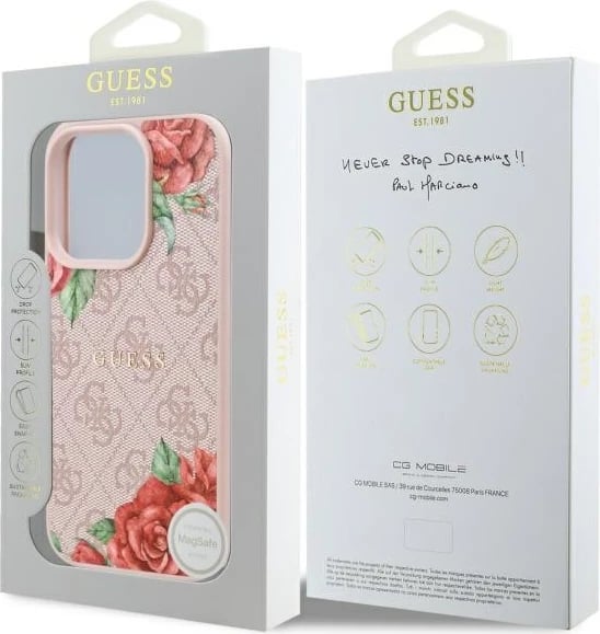 Mbështjellës Guess GUHMP16XP4ROPEMCP për iPhone 16 Pro Max 6.9", MagSafe, Rozë