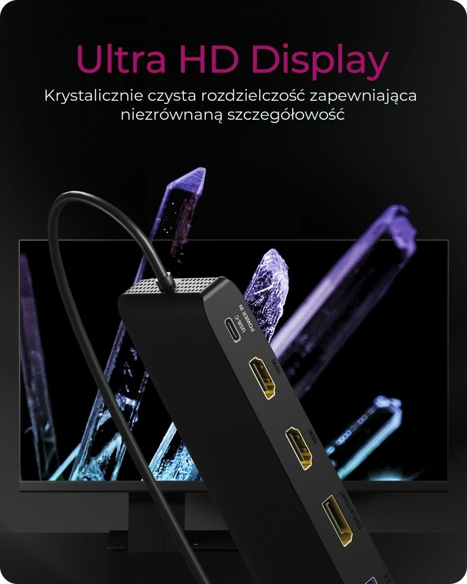 Kasë docking IcyBox IB-DK2116-C, 12 porte, USB Type-C, HDMI, DP, LAN, SD, E zezë