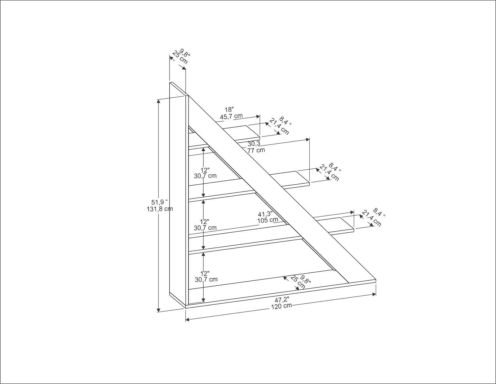 Raft librash Pisagor, Skye Decor, ngjyrë e bardhë