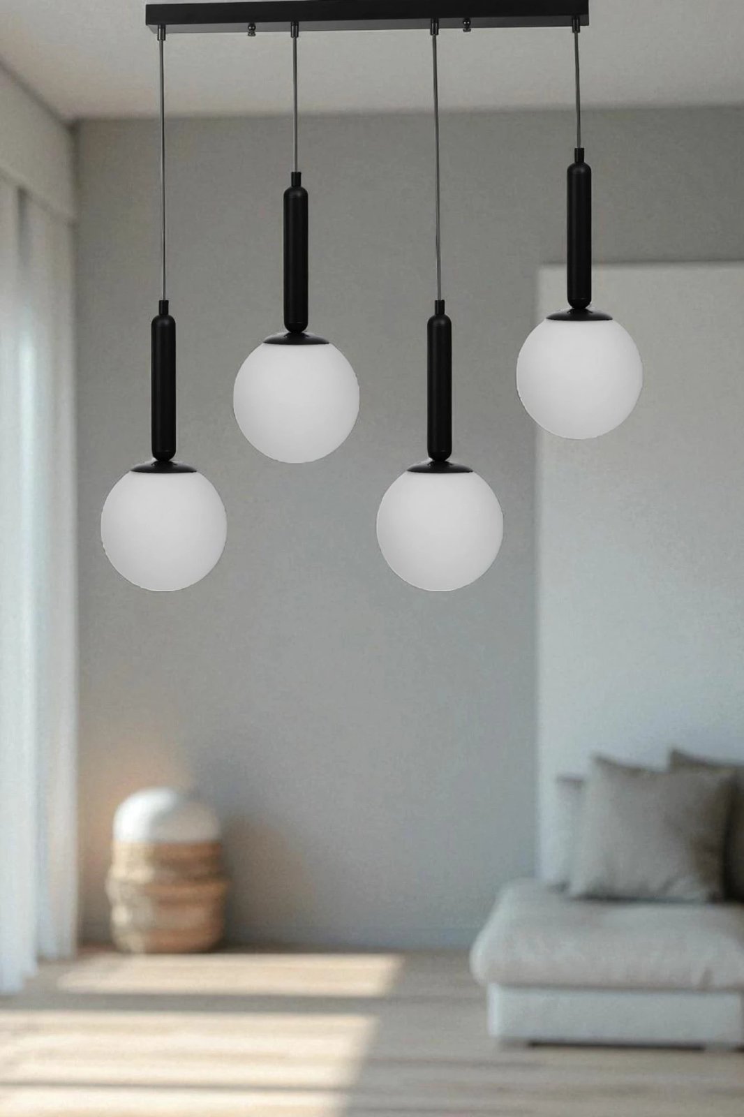 Llambadar Opviq, 9057-6, metal dhe xham, e bardhë dhe e zezë