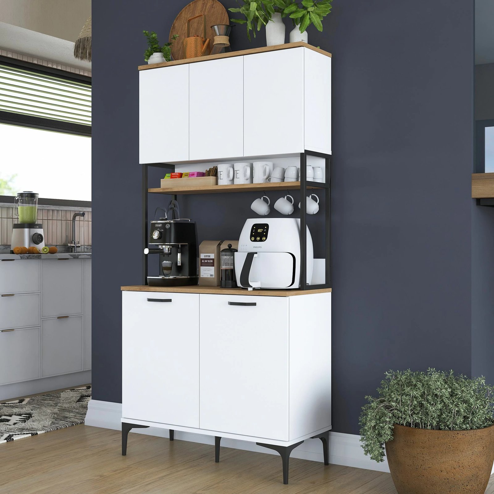 Dollap multifunksional, ngjyrë arre dhe e bardhë, Skye Decor, JE193 - 3799