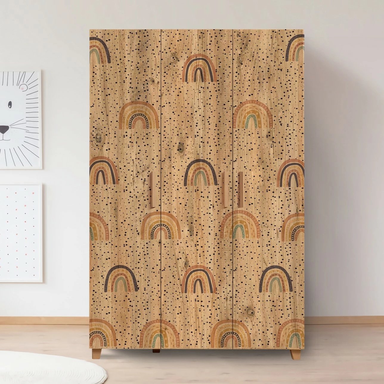 Dollap Skye Decor, Leva Hedera Rainbow, ngjyrë Atlantic Pine, me shumë rafte, 120x189x48cm
