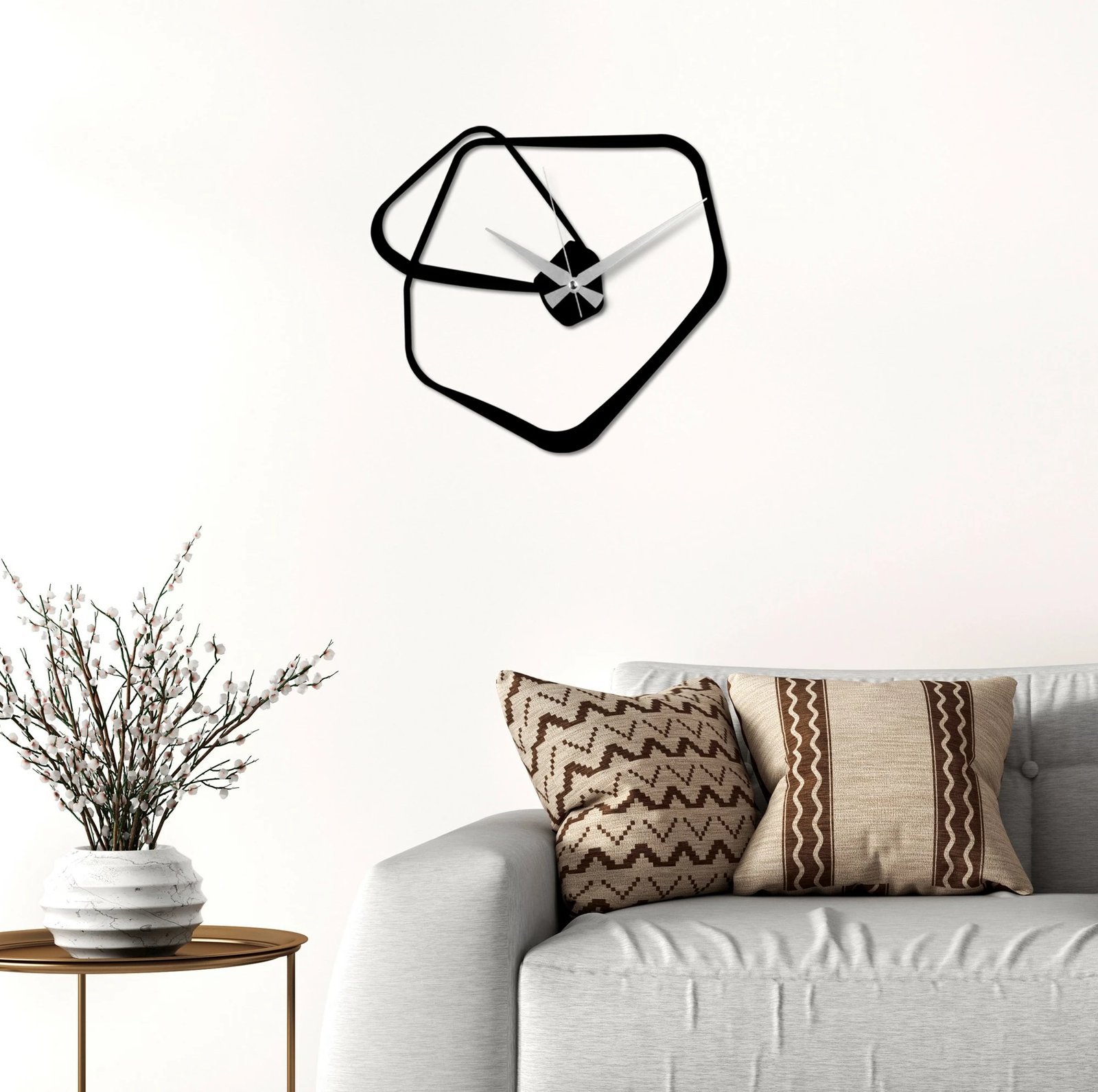 Orë muri dekorative prej metali, dizajn amorf, Wallity, e zezë