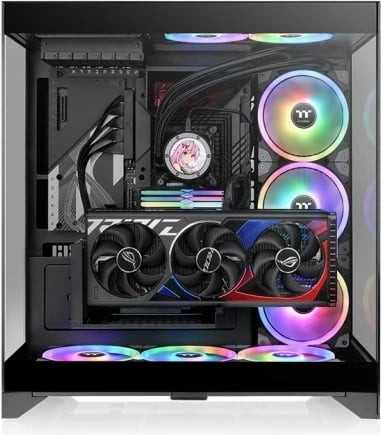 Kasë kompjuteri, Thermaltake, CTE E550 TG, midi tower ATX/E-ATX me qelq të temperuar, USB-C, 8 fole disku, e zezë