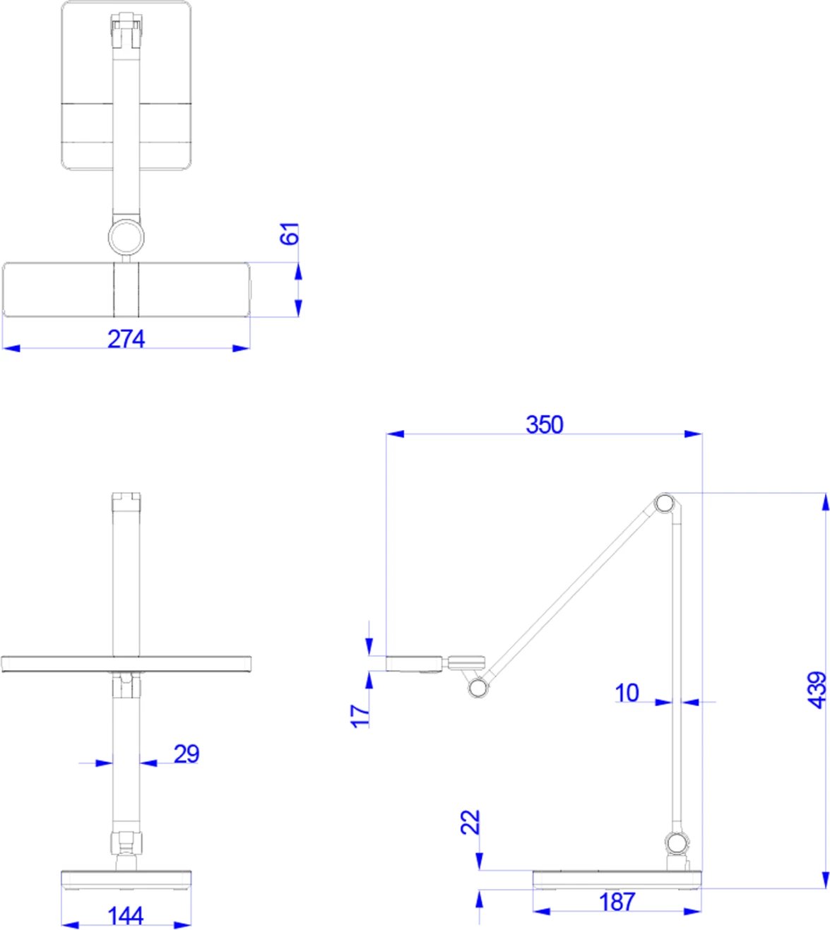 Llambë tavoline LED profesionale BLAIN PRO FH4461.02, ngjyrë e zezë e brushuar, 35x43,9H cm