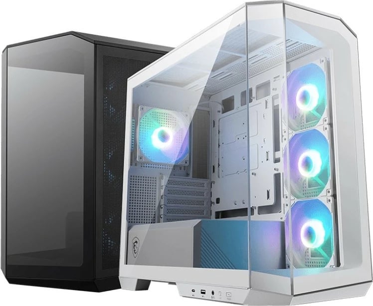Kasë MSI MAG PANO M100R PZ, Micro Tower, RGB, Tempered Glass, E zezë