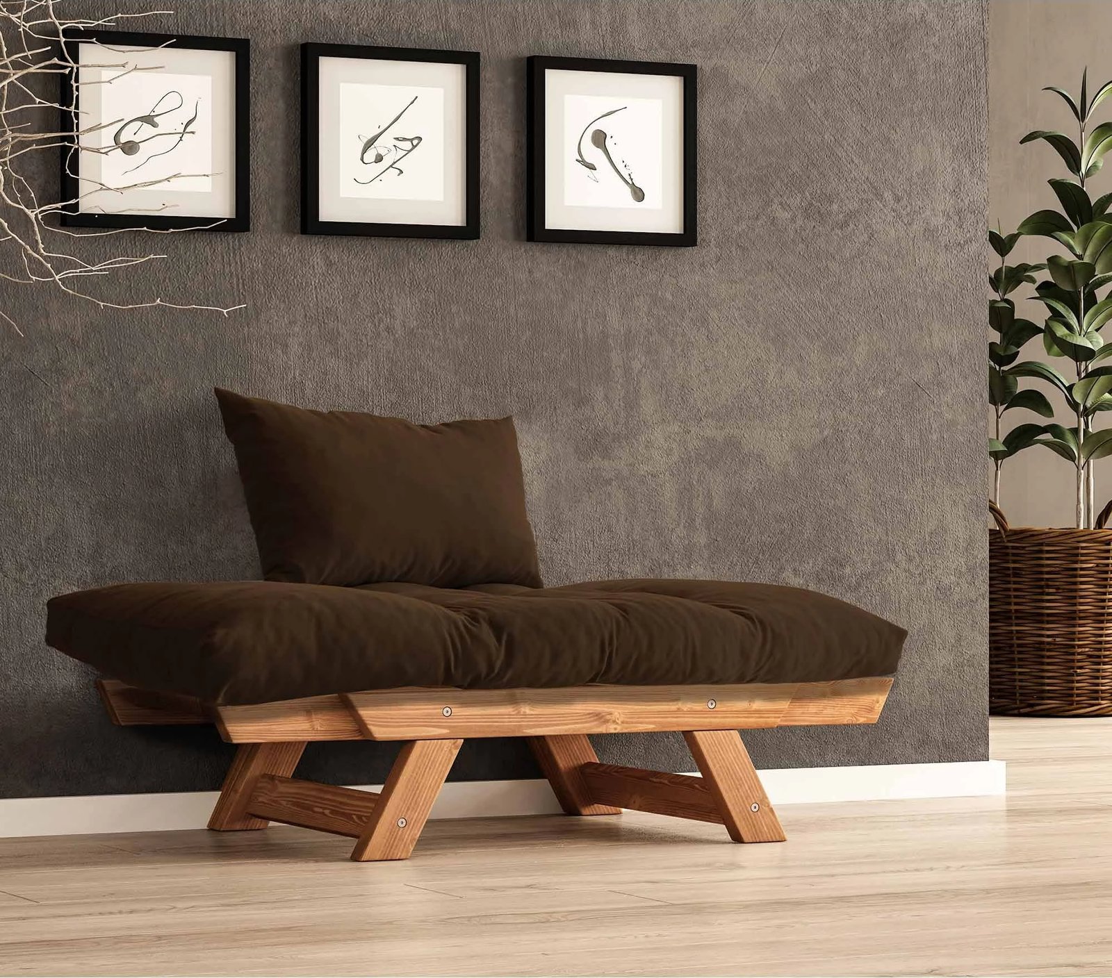 Karrige për kopsht një vend, Skye Decor, CPT8154-140, ngjyrë teak dhe gri