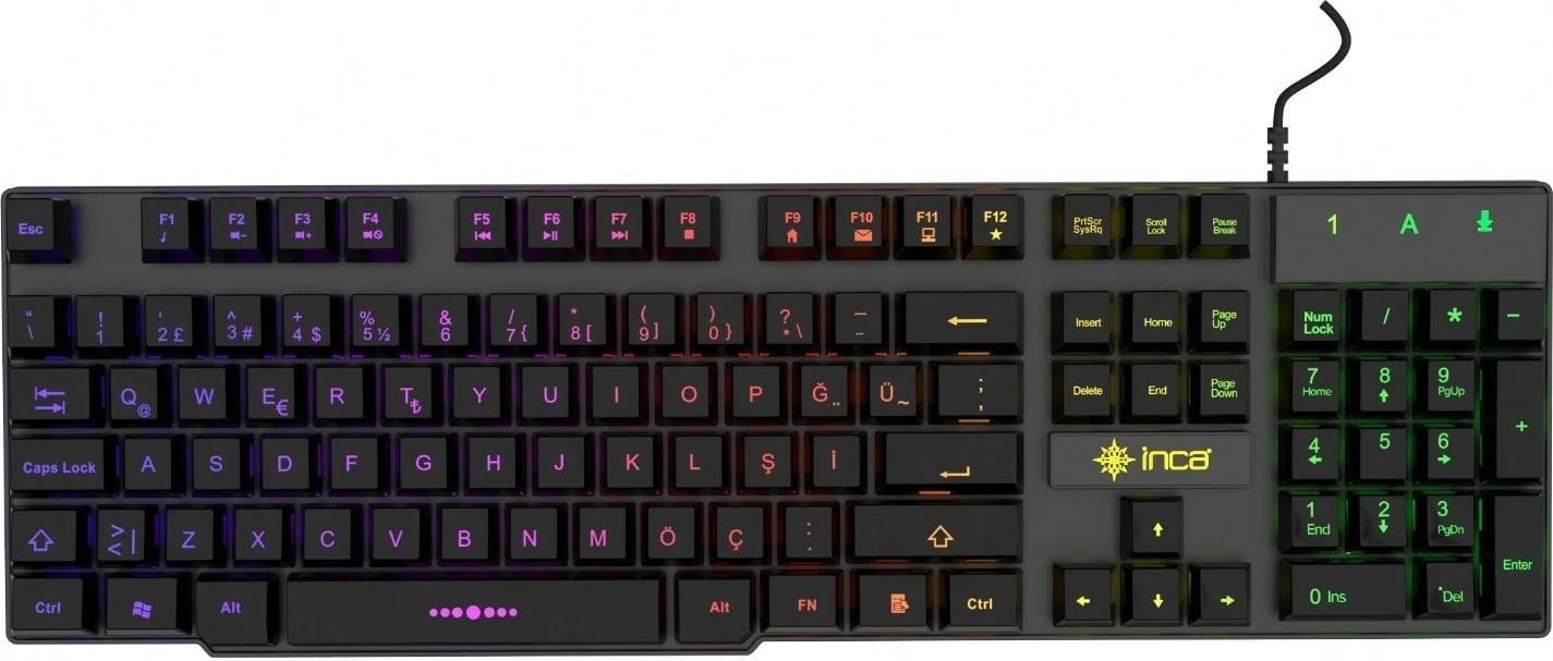Tastierë gaming Incase IKG-446 Regenbogen, mekanike, RGB, QWERTZ, e zezë