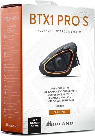 Interkom motorash Midland BTX1 PRO S-SINGLE, Bluetooth 4.2, i zi