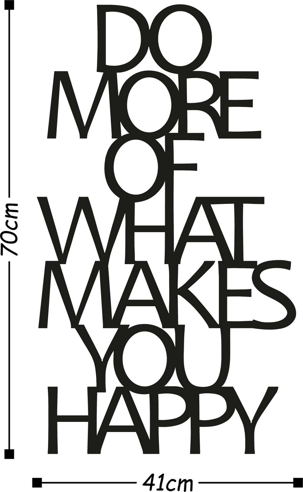 Aksesor dekorativ metalik për mur, Wallity, Do More Of What Makes You Happy, ngjyrë e zezë, 41x70cm