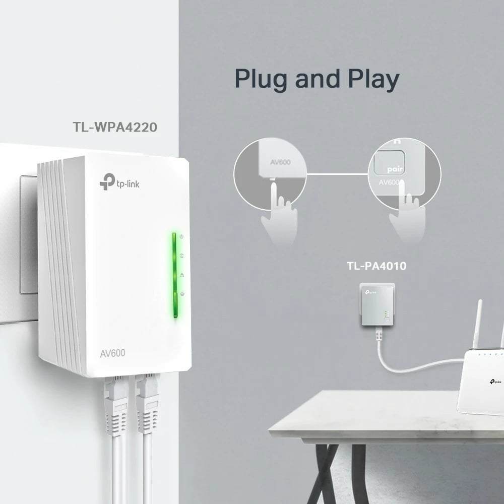 Powerline extender TP-Link TL-WPA4221 KIT AV600 300Mbps i bardhë