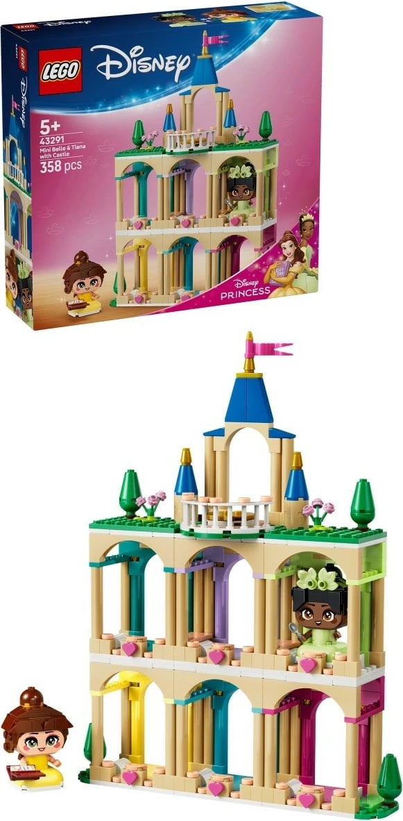 Set ndërtimi LEGO Disney Princess 43291 Mini Belle & Tiana me kështjellë, 358 pjesë, 5+