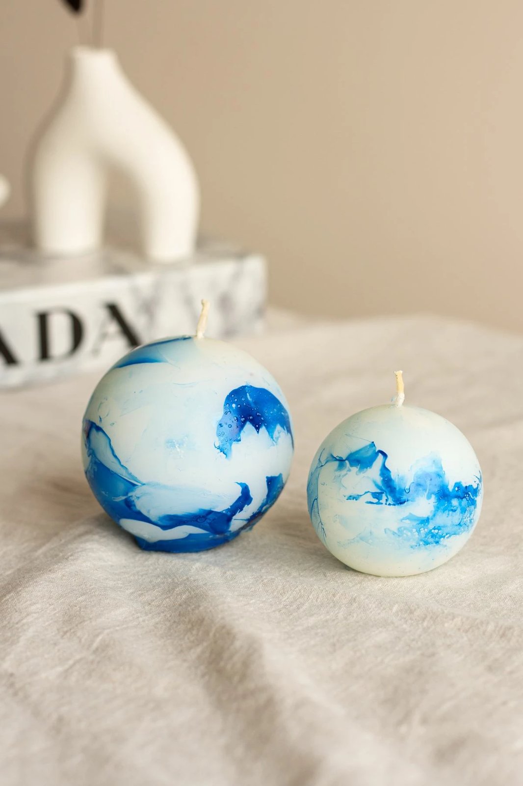 Set qirinjsh (2 copë), dizajn mermeri, ngjyrë kaltër, Evila Originals