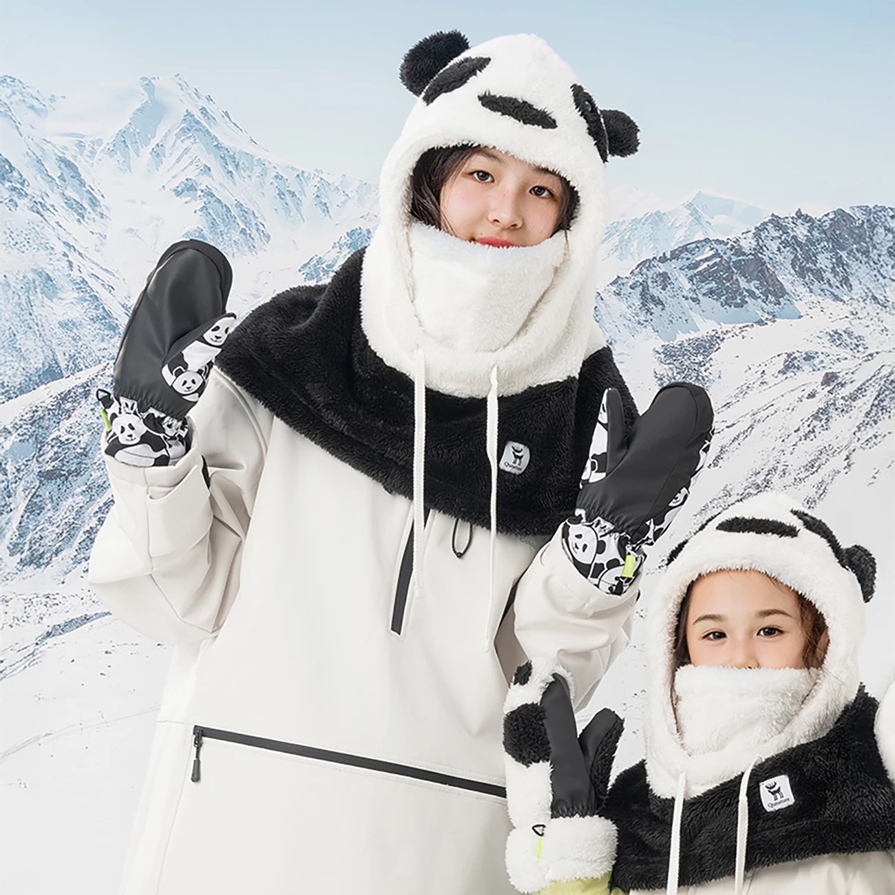 Doreza ski për fëmijë Qunature Panda Heat Transfer, S, e zezë/e bardhë